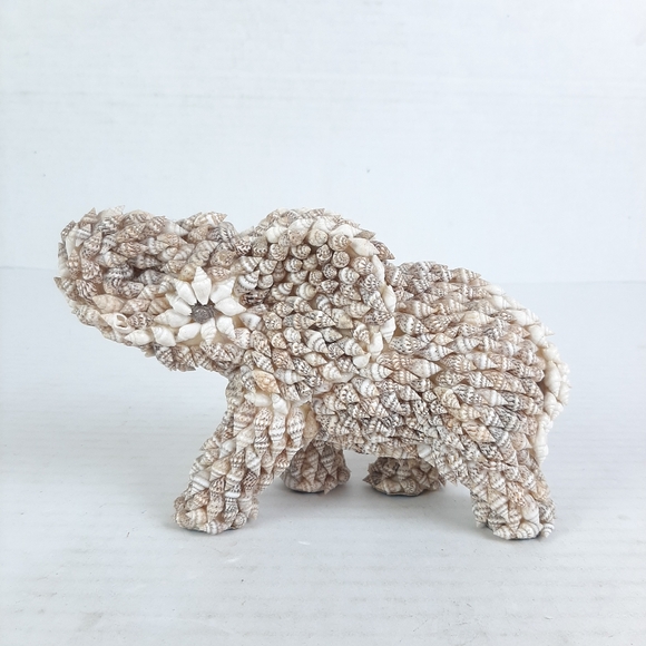 Other - 🛍Sea Shell Encrusted Elephant Figurine Shell Covered Hand Made 